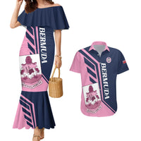 Custom Bermuda Football Couples Matching Mermaid Dress and Hawaiian Shirt Come On Gombey Warriors - Wonder Print Shop