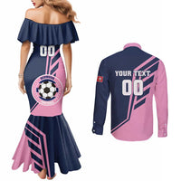 Custom Bermuda Football Couples Matching Mermaid Dress and Long Sleeve Button Shirt Come On Gombey Warriors - Wonder Print Shop