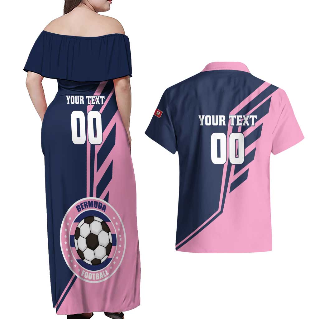 Custom Bermuda Football Couples Matching Off Shoulder Maxi Dress and Hawaiian Shirt Come On Gombey Warriors - Wonder Print Shop