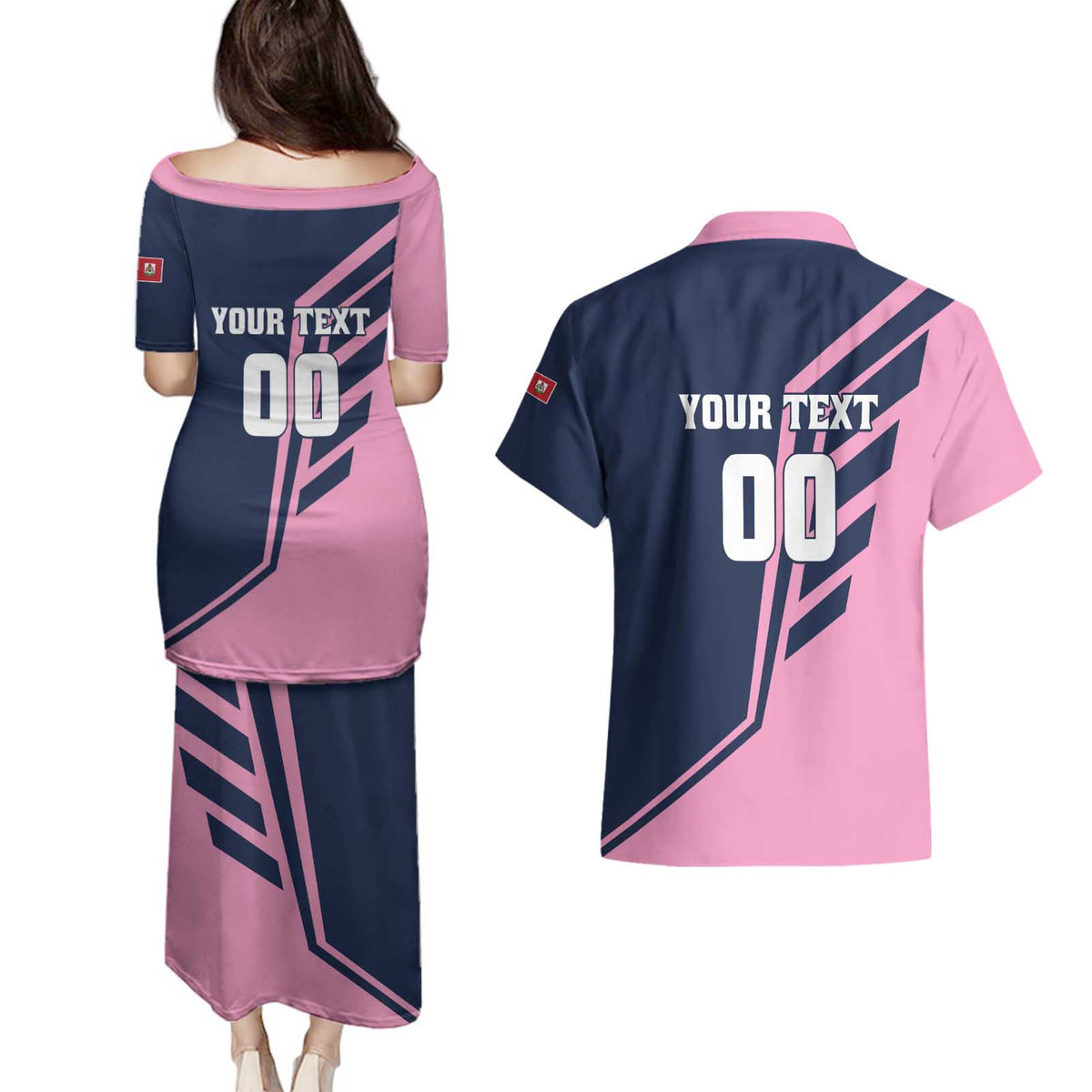 Custom Bermuda Football Couples Matching Puletasi and Hawaiian Shirt Come On Gombey Warriors - Wonder Print Shop