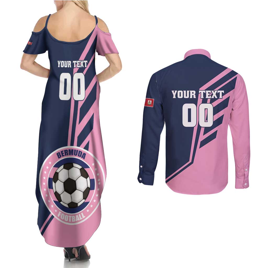 Custom Bermuda Football Couples Matching Summer Maxi Dress and Long Sleeve Button Shirt Come On Gombey Warriors - Wonder Print Shop