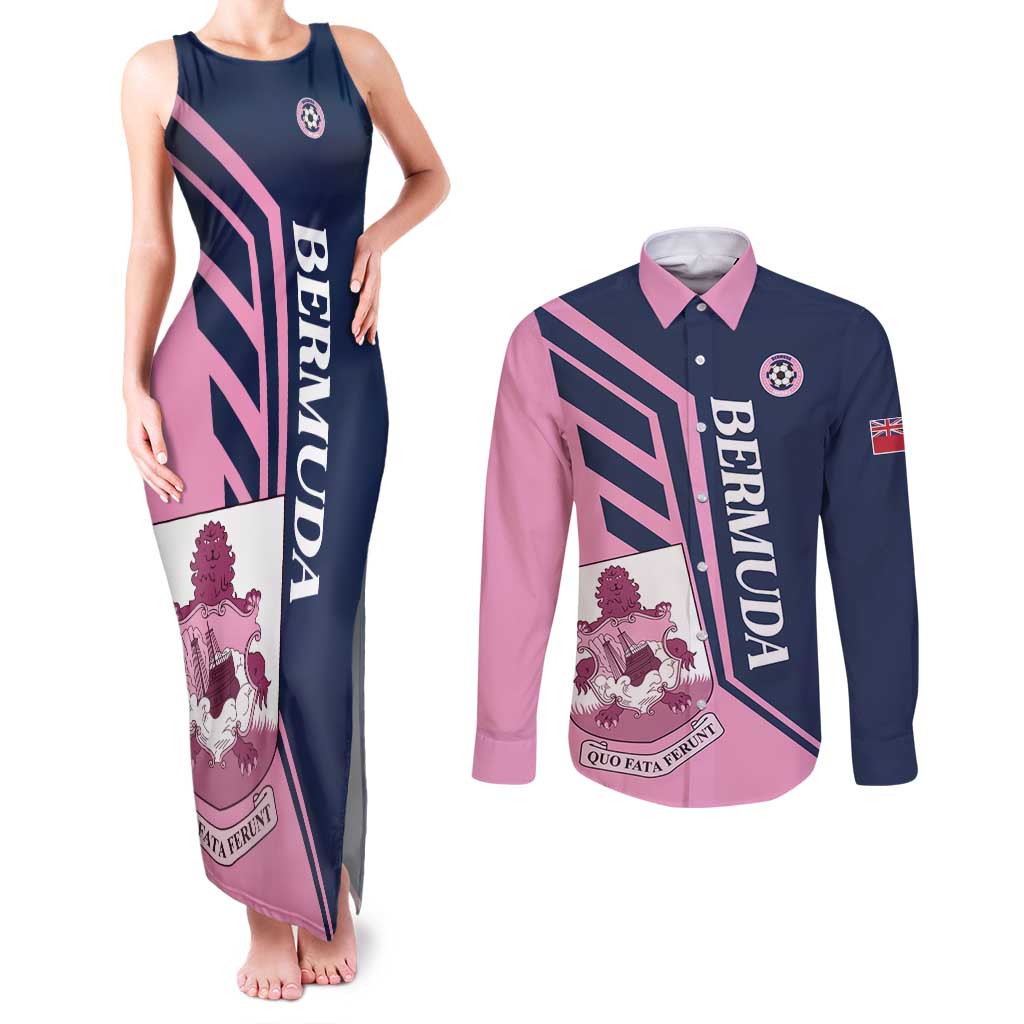 Custom Bermuda Football Couples Matching Tank Maxi Dress and Long Sleeve Button Shirt Come On Gombey Warriors - Wonder Print Shop