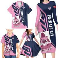 Custom Bermuda Football Family Matching Long Sleeve Bodycon Dress and Hawaiian Shirt Come On Gombey Warriors - Wonder Print Shop