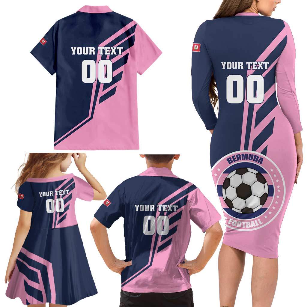 Custom Bermuda Football Family Matching Long Sleeve Bodycon Dress and Hawaiian Shirt Come On Gombey Warriors - Wonder Print Shop