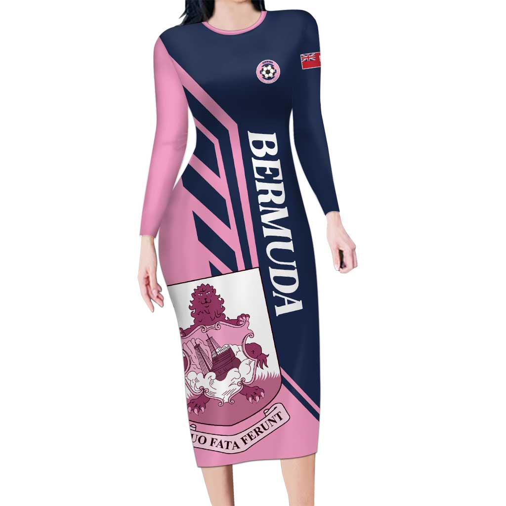 Custom Bermuda Football Family Matching Long Sleeve Bodycon Dress and Hawaiian Shirt Come On Gombey Warriors - Wonder Print Shop