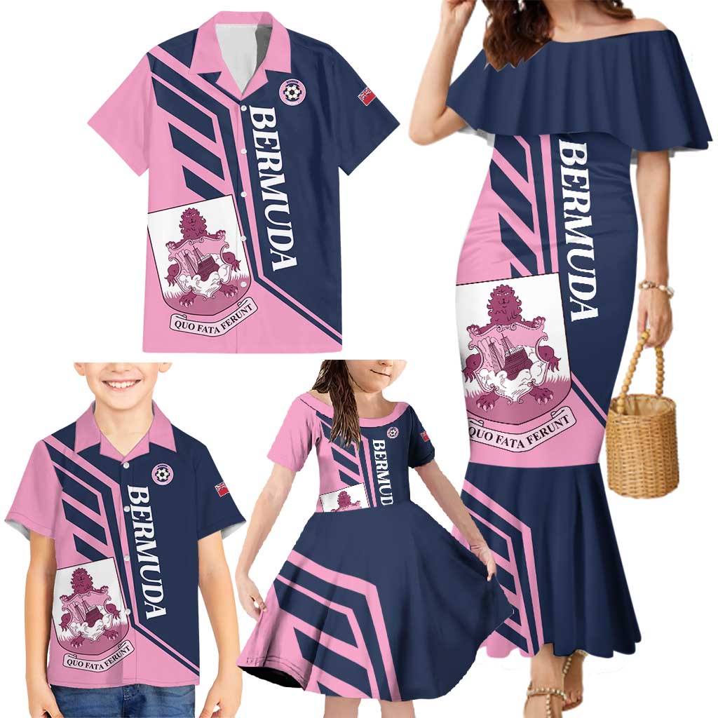 Custom Bermuda Football Family Matching Mermaid Dress and Hawaiian Shirt Come On Gombey Warriors - Wonder Print Shop