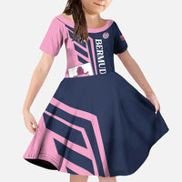 Custom Bermuda Football Family Matching Off The Shoulder Long Sleeve Dress and Hawaiian Shirt Come On Gombey Warriors - Wonder Print Shop