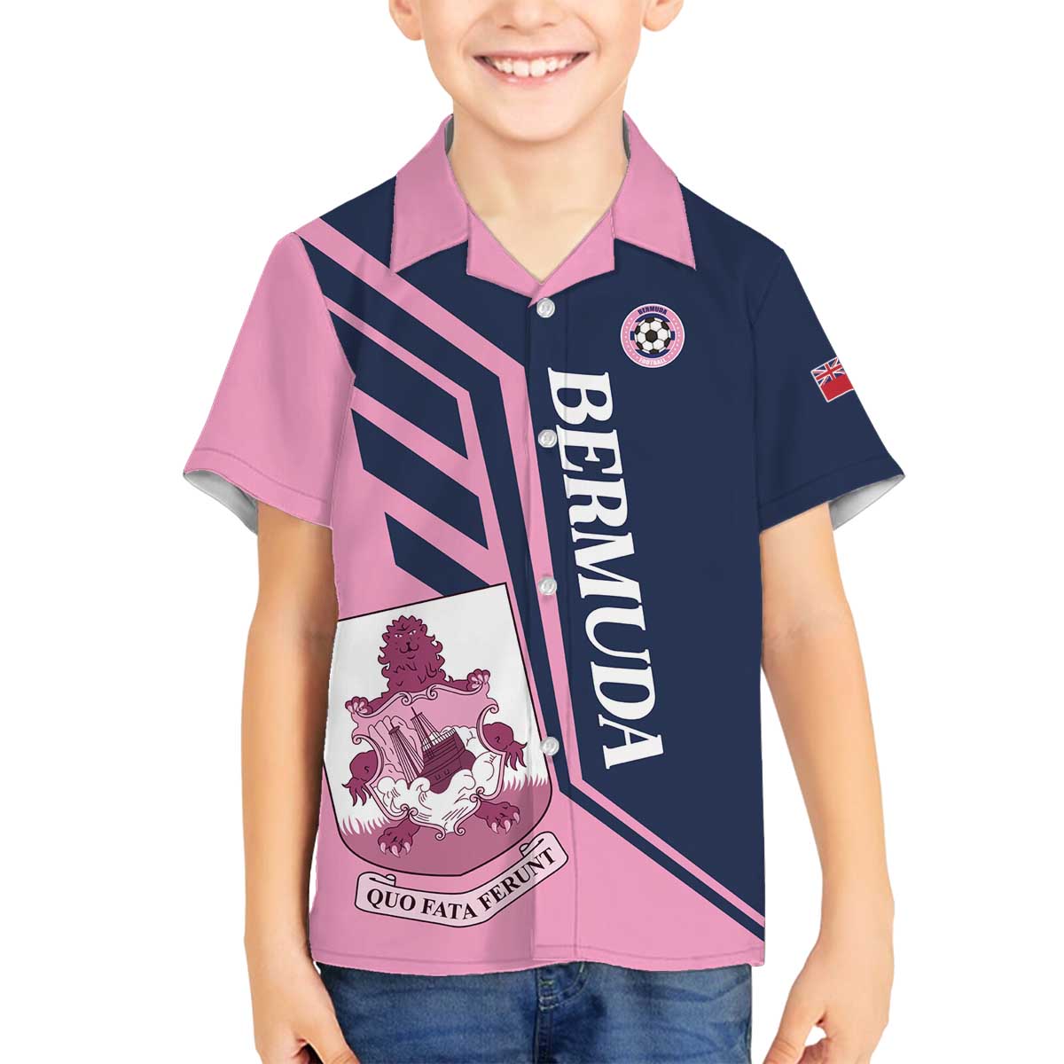 Custom Bermuda Football Family Matching Off The Shoulder Long Sleeve Dress and Hawaiian Shirt Come On Gombey Warriors - Wonder Print Shop