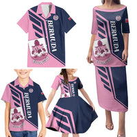 Custom Bermuda Football Family Matching Puletasi and Hawaiian Shirt Come On Gombey Warriors - Wonder Print Shop