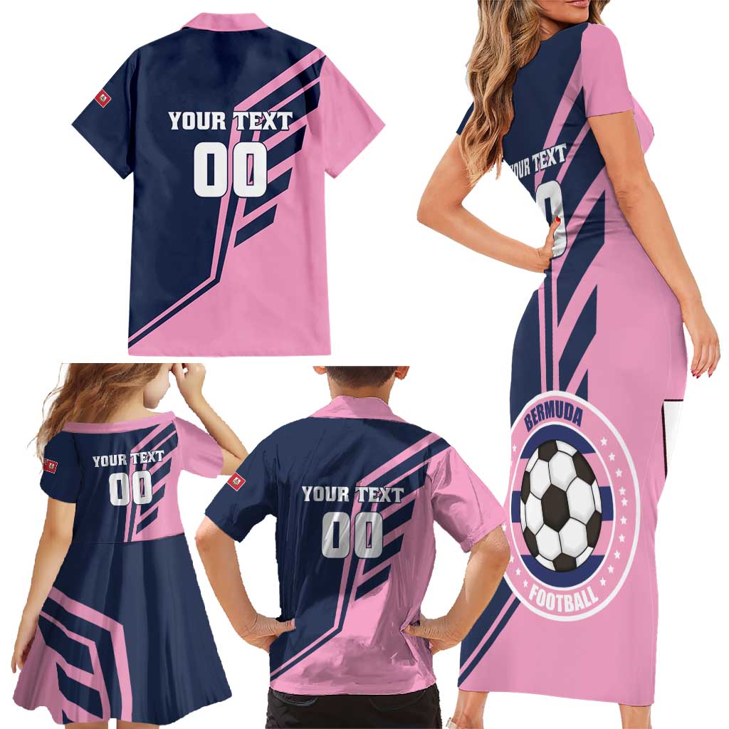 Custom Bermuda Football Family Matching Short Sleeve Bodycon Dress and Hawaiian Shirt Come On Gombey Warriors - Wonder Print Shop