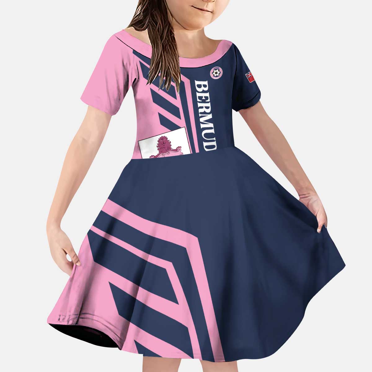 Custom Bermuda Football Kid Short Sleeve Dress Come On Gombey Warriors - Wonder Print Shop