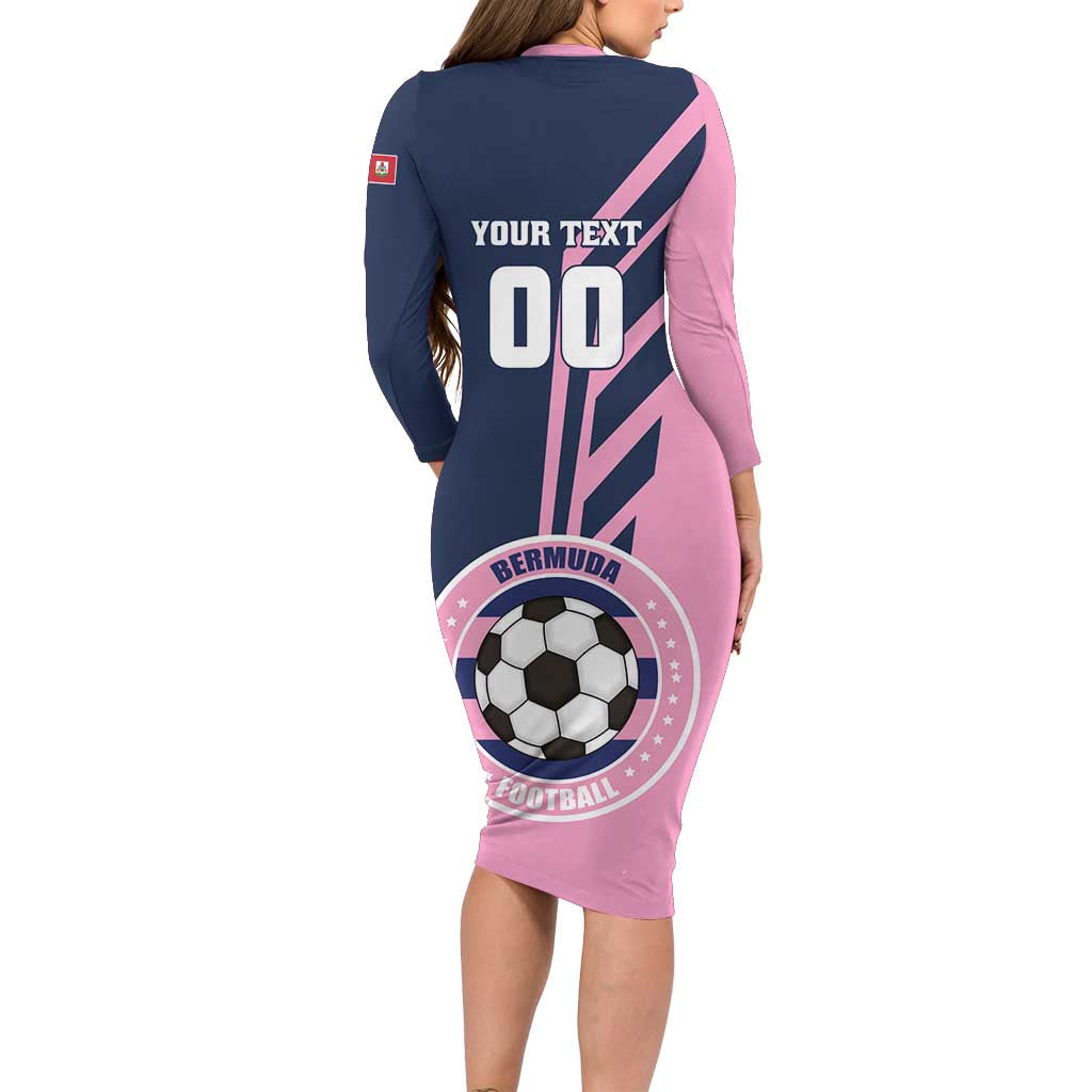 Custom Bermuda Football Long Sleeve Bodycon Dress Come On Gombey Warriors - Wonder Print Shop