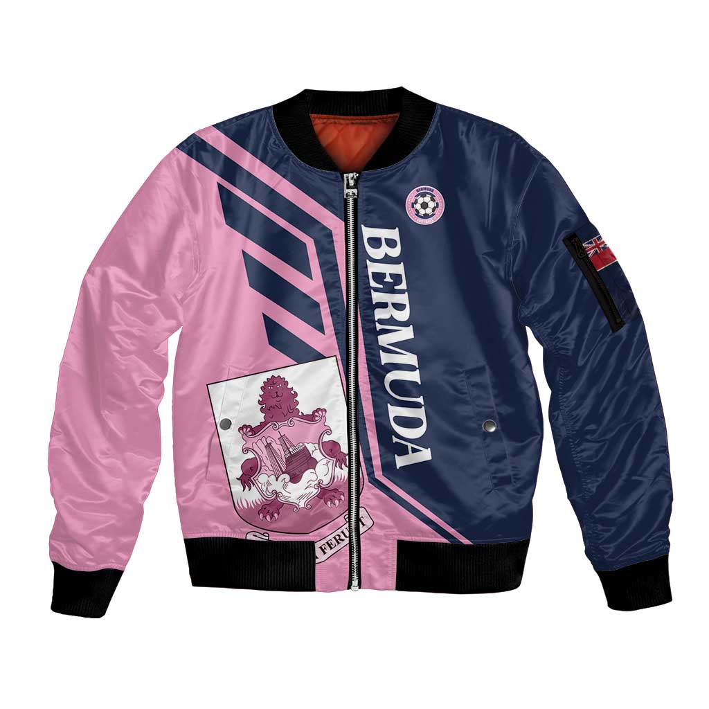 Custom Bermuda Football Sleeve Zip Bomber Jacket Come On Gombey Warriors - Wonder Print Shop
