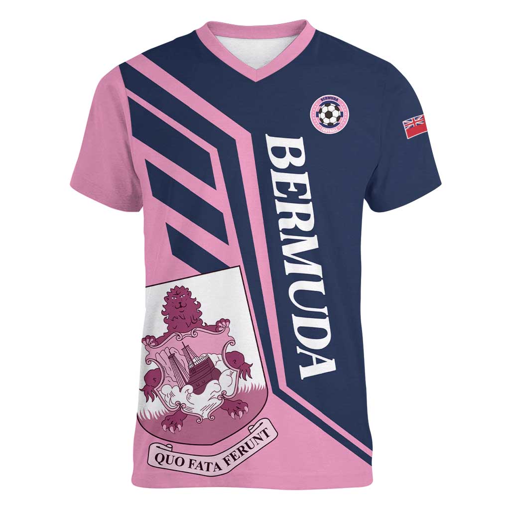 Custom Bermuda Football Women V-Neck T-Shirt Come On Gombey Warriors - Wonder Print Shop