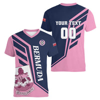 Custom Bermuda Football Women V-Neck T-Shirt Come On Gombey Warriors - Wonder Print Shop