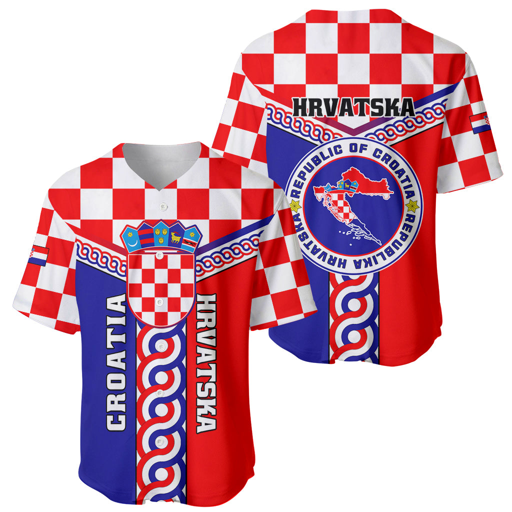 Croatia Baseball Jersey Hrvatska Interlace With Coat Of Arms - Wonder Print Shop