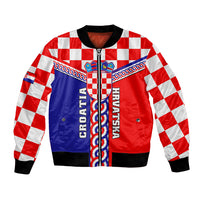 Croatia Bomber Jacket Hrvatska Interlace With Coat Of Arms - Wonder Print Shop