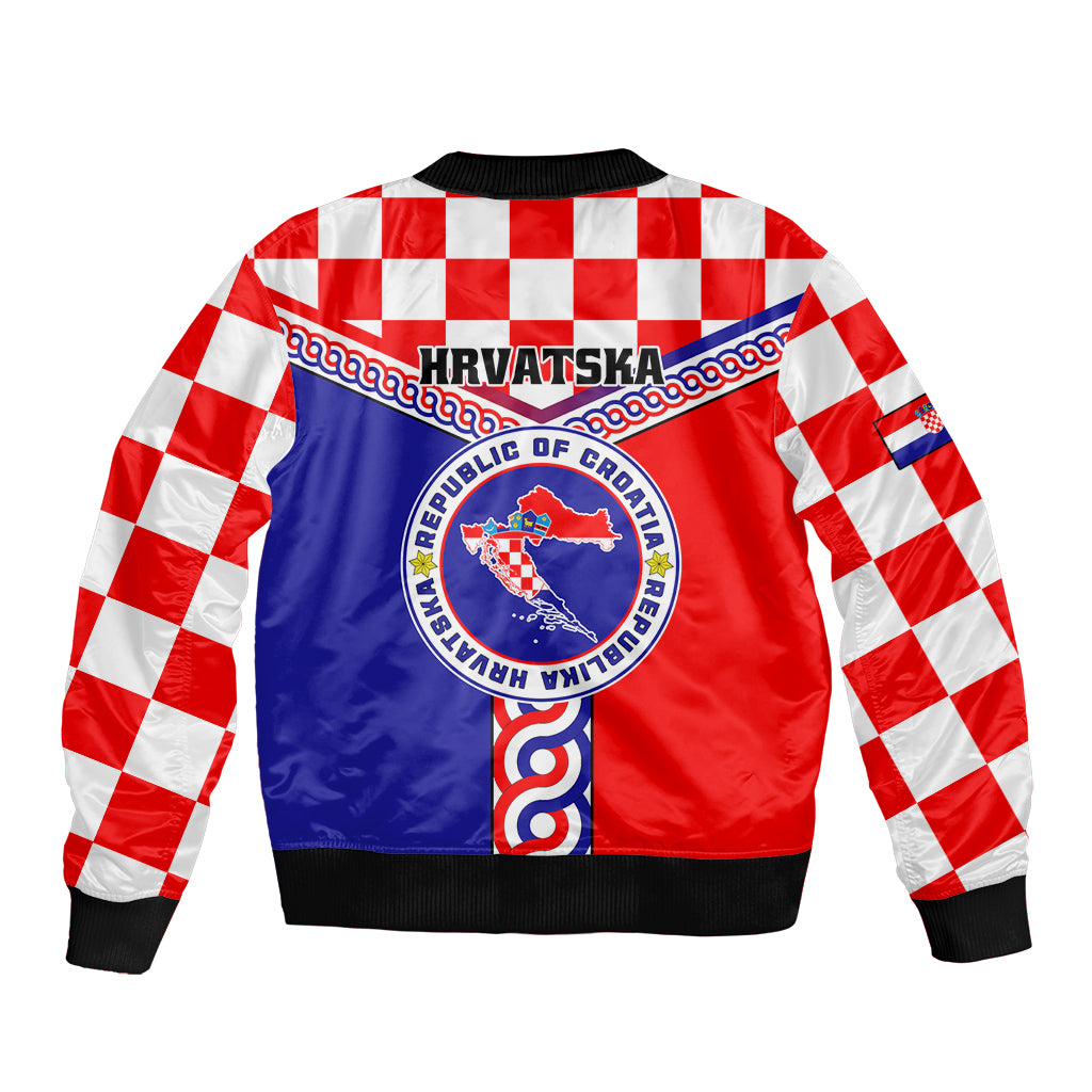 Croatia Bomber Jacket Hrvatska Interlace With Coat Of Arms - Wonder Print Shop