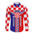 Croatia Long Sleeve Button Shirt Hrvatska Interlace With Coat Of Arms - Wonder Print Shop