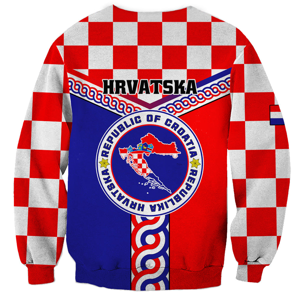 Croatia Sweatshirt Hrvatska Interlace With Coat Of Arms - Wonder Print Shop