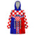 Croatia Wearable Blanket Hoodie Hrvatska Interlace With Coat Of Arms - Wonder Print Shop
