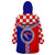 Croatia Wearable Blanket Hoodie Hrvatska Interlace With Coat Of Arms - Wonder Print Shop