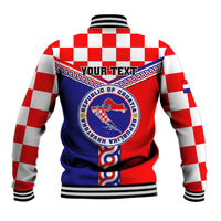 Custom Croatia Baseball Jacket Hrvatska Interlace With Coat Of Arms - Wonder Print Shop