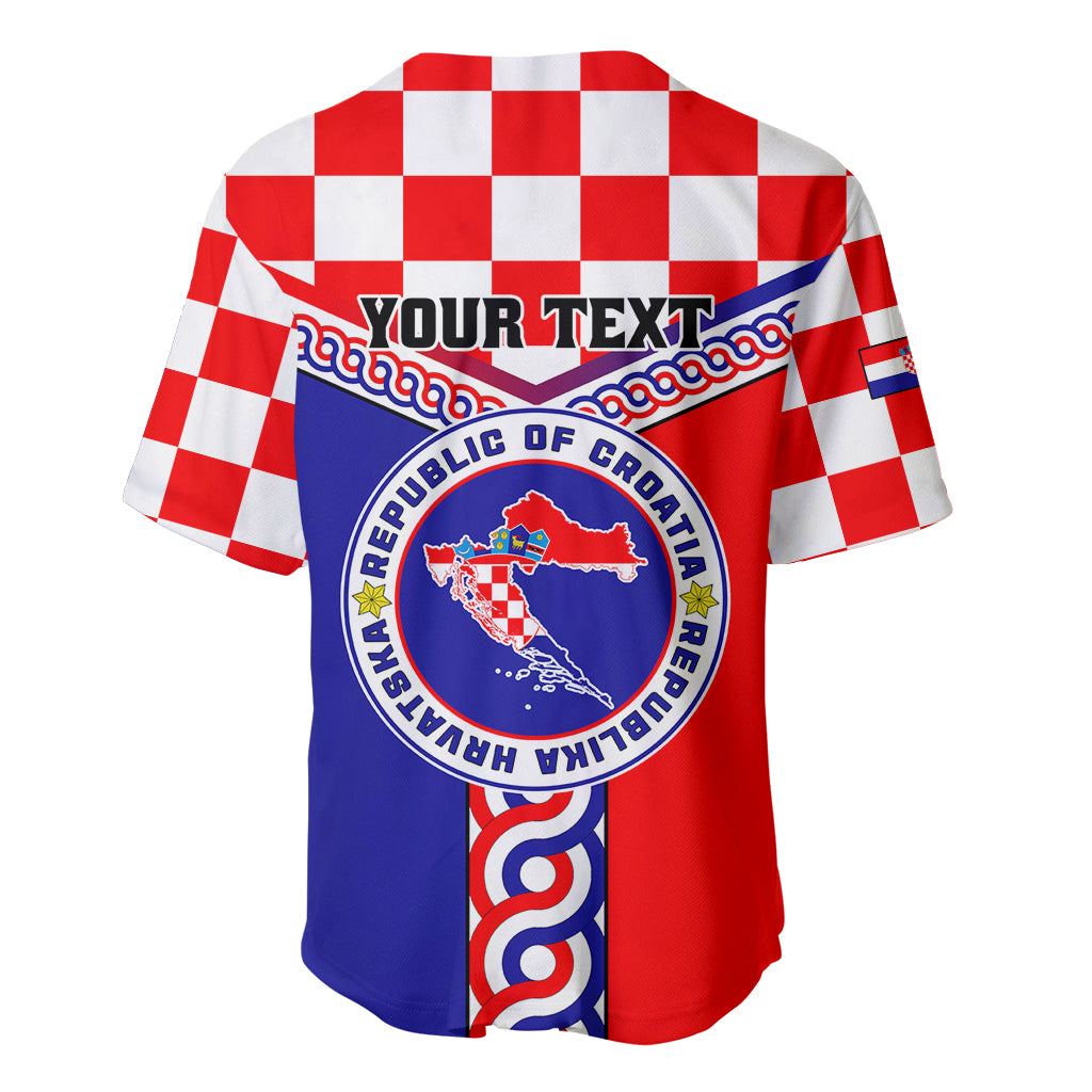 Custom Croatia Baseball Jersey Hrvatska Interlace With Coat Of Arms - Wonder Print Shop