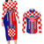 Custom Croatia Couples Matching Long Sleeve Bodycon Dress and Long Sleeve Button Shirts Hrvatska Interlace With Coat Of Arms - Wonder Print Shop
