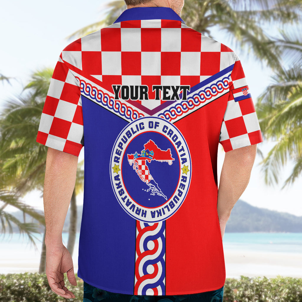 Custom Croatia Hawaiian Shirt Hrvatska Interlace With Coat Of Arms - Wonder Print Shop