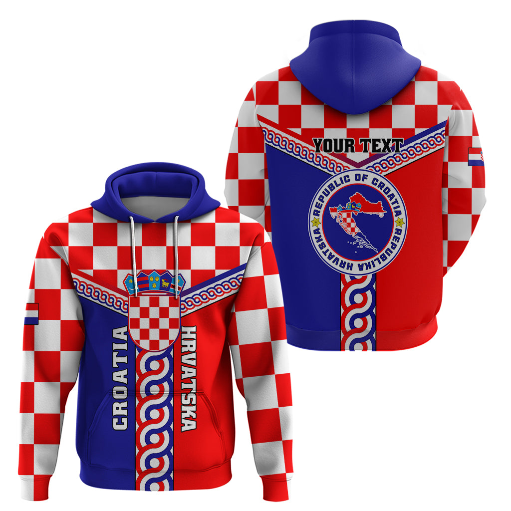 Custom Croatia Hoodie Hrvatska Interlace With Coat Of Arms - Wonder Print Shop
