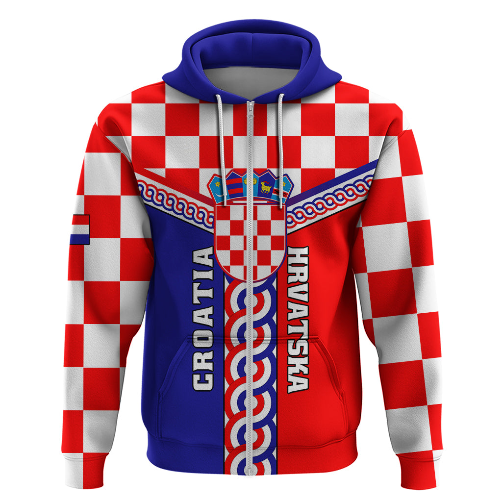 Custom Croatia Hoodie Hrvatska Interlace With Coat Of Arms - Wonder Print Shop