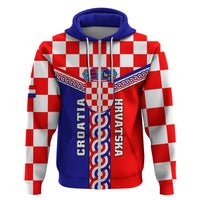 Custom Croatia Hoodie Hrvatska Interlace With Coat Of Arms - Wonder Print Shop