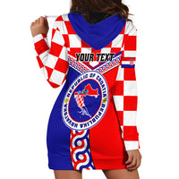 Custom Croatia Hoodie Dress Hrvatska Interlace With Coat Of Arms - Wonder Print Shop