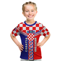 Custom Croatia Kid T Shirt Hrvatska Interlace With Coat Of Arms - Wonder Print Shop