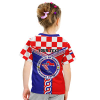 Custom Croatia Kid T Shirt Hrvatska Interlace With Coat Of Arms - Wonder Print Shop