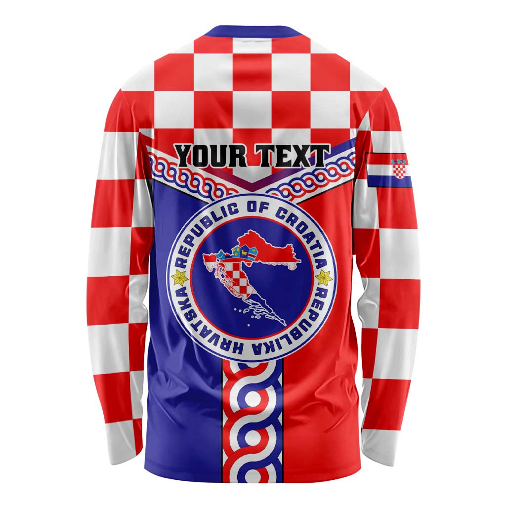 Custom Croatia Long Sleeve Shirt Hrvatska Interlace With Coat Of Arms LT01
