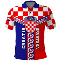 Custom Croatia Polo Shirt Hrvatska Interlace With Coat Of Arms - Wonder Print Shop
