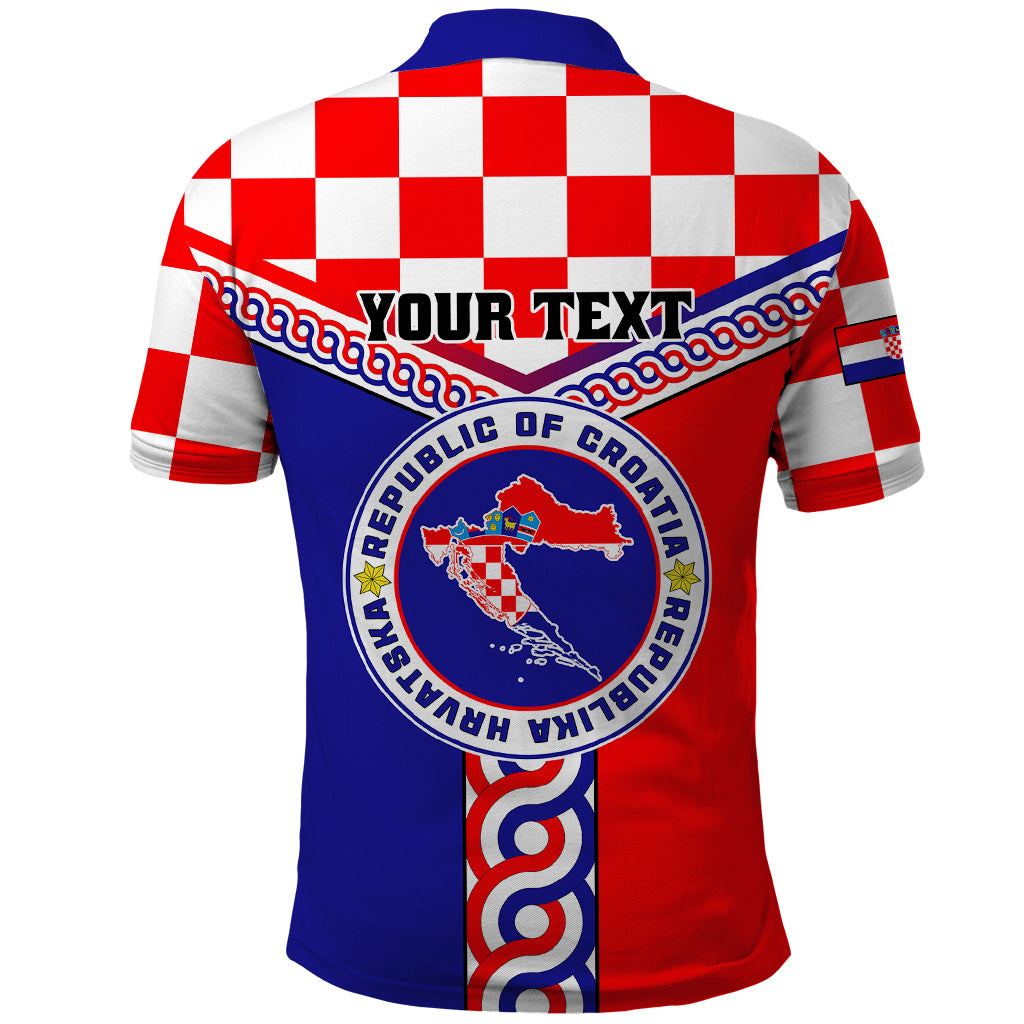 Custom Croatia Polo Shirt Hrvatska Interlace With Coat Of Arms - Wonder Print Shop