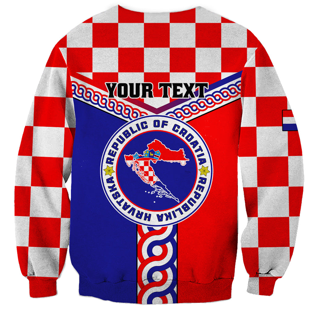 Custom Croatia Sweatshirt Hrvatska Interlace With Coat Of Arms - Wonder Print Shop