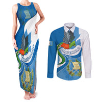 Guatemala Couples Matching Tank Maxi Dress and Long Sleeve Button Shirts Guatemalan Quetzal With Coat of Arms - Wonder Print Shop