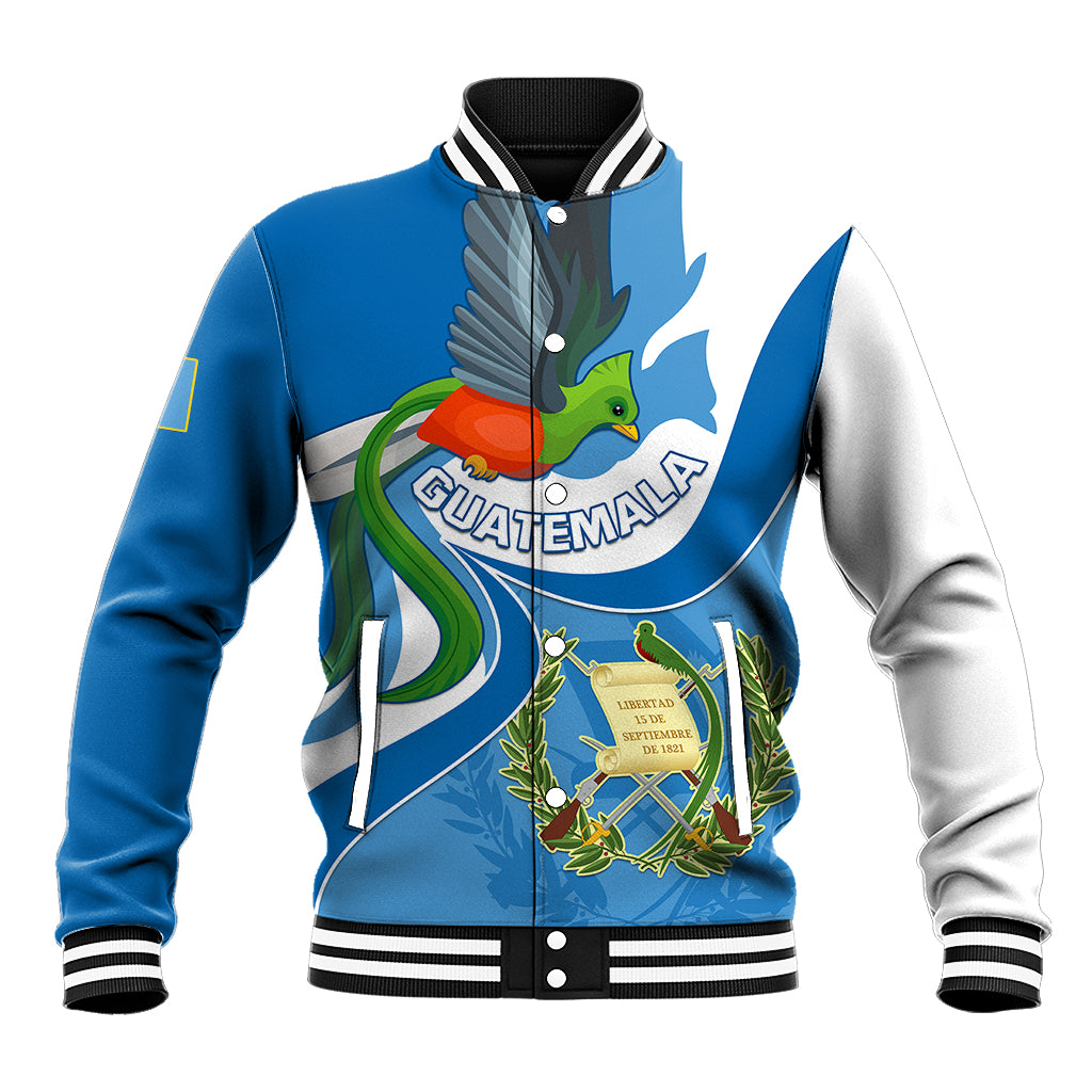 Personalised Guatemala Baseball Jacket Guatemalan Quetzal With Coat of Arms - Wonder Print Shop
