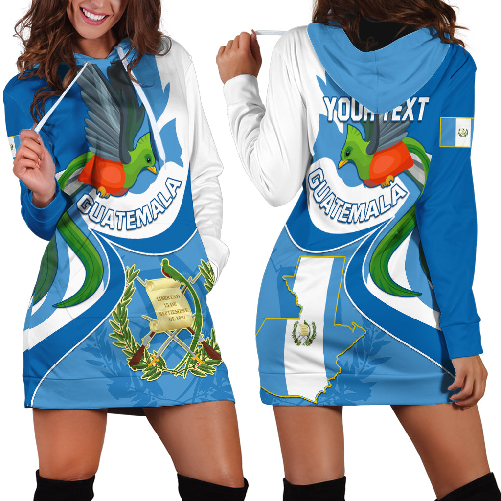 Personalised Guatemala Hoodie Dress Guatemalan Quetzal With Coat of Arms - Wonder Print Shop