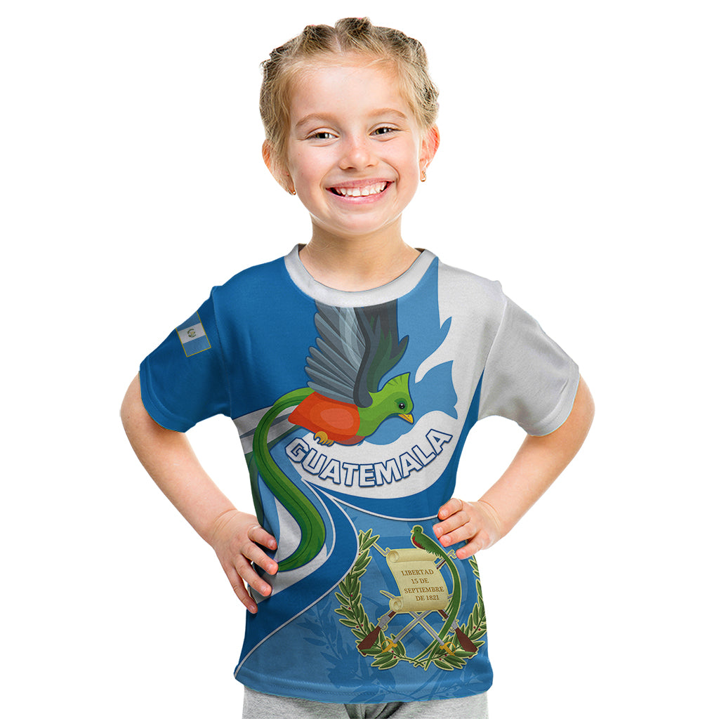 Personalised Guatemala Kid T Shirt Guatemalan Quetzal With Coat of Arms - Wonder Print Shop