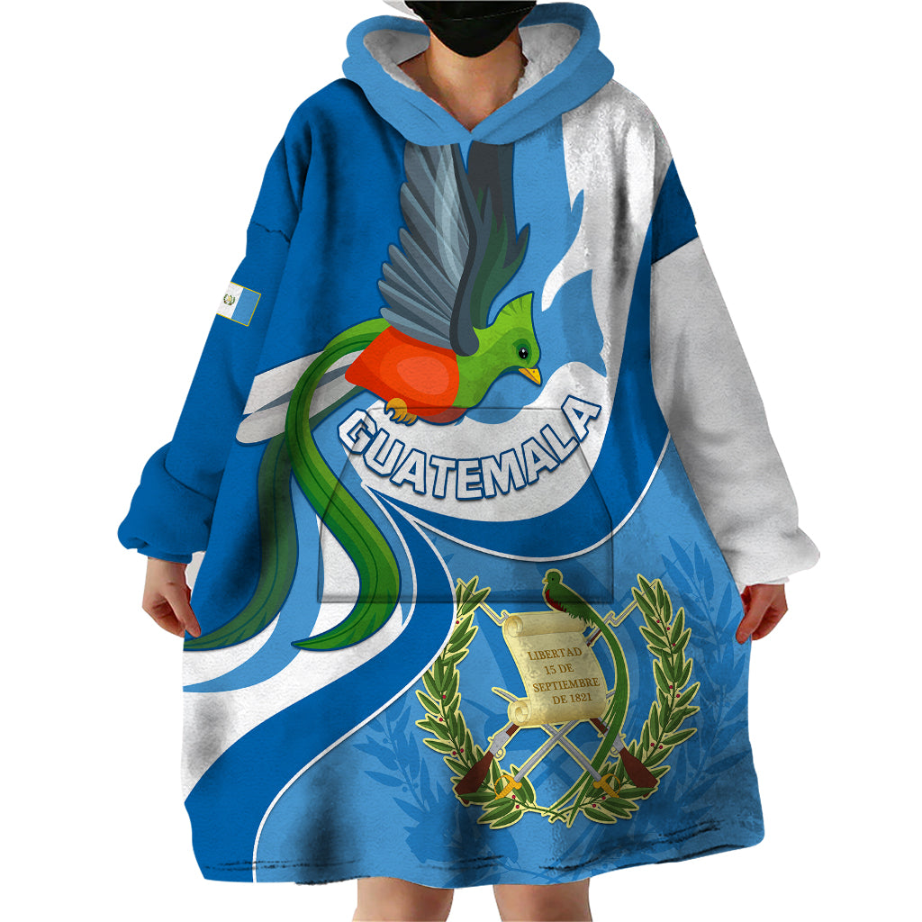 Personalised Guatemala Wearable Blanket Hoodie Guatemalan Quetzal With Coat of Arms - Wonder Print Shop