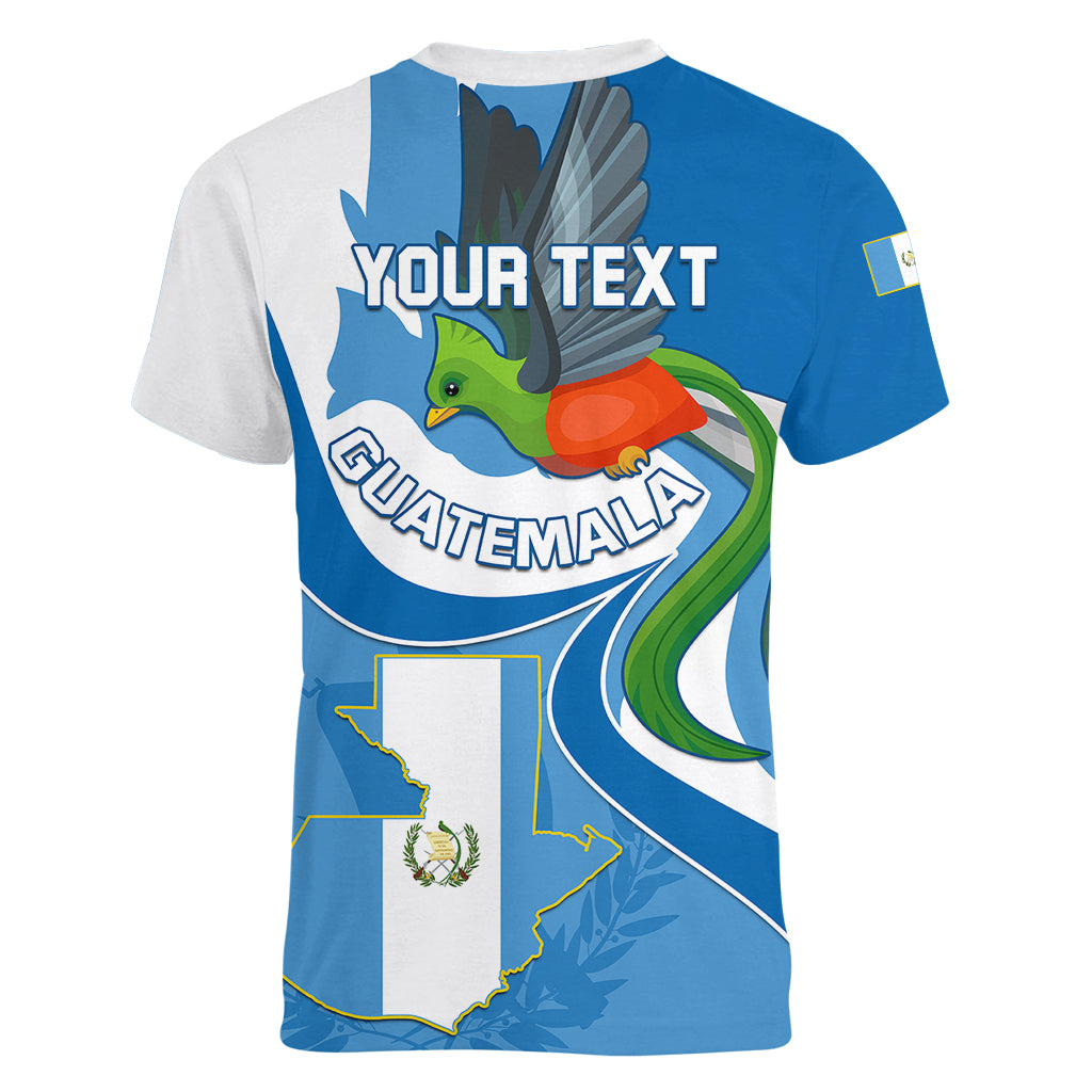 Personalised Guatemala Women V Neck T Shirt Guatemalan Quetzal With Coat of Arms - Wonder Print Shop