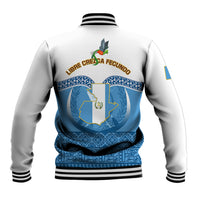 Guatemala Independence Day Baseball Jacket Guatemalan Coat of Arms Mix Maya Pattern - Wonder Print Shop