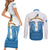 Guatemala Independence Day Couples Matching Short Sleeve Bodycon Dress and Long Sleeve Button Shirts Guatemalan Coat of Arms Mix Maya Pattern - Wonder Print Shop