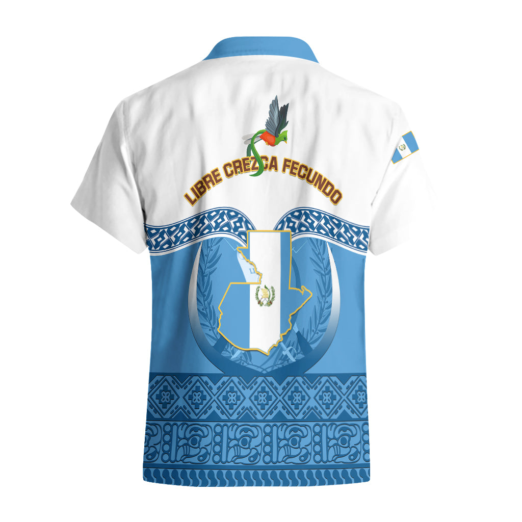 Guatemala Independence Day Hawaiian Shirt Guatemalan Coat of Arms Mix Maya Pattern - Wonder Print Shop