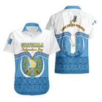 Guatemala Independence Day Hawaiian Shirt Guatemalan Coat of Arms Mix Maya Pattern - Wonder Print Shop